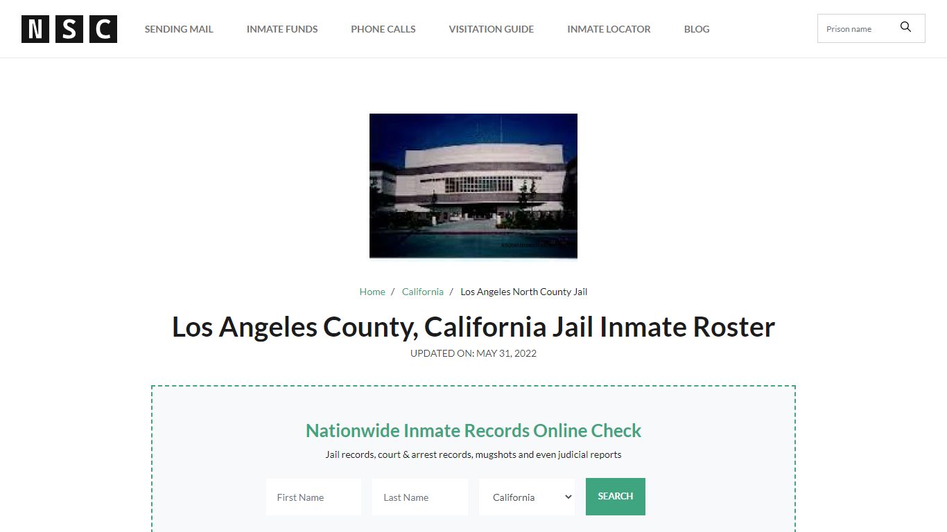 Los Angeles County, California Jail Inmate List